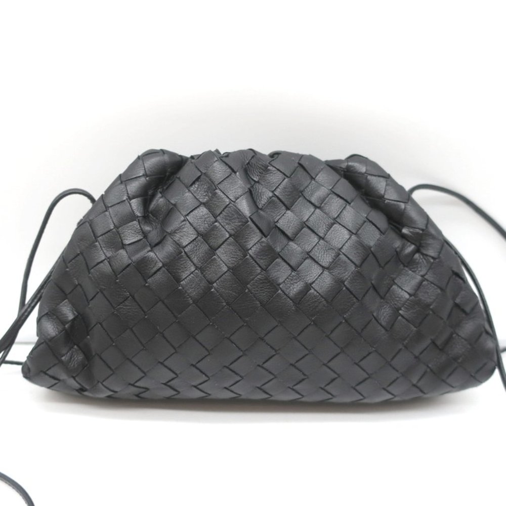 BOTTEGA VENETA MINI POUCH BLACK INTRECCIATO LEATHER CROSSBODY BAG - Picture 2 of 11